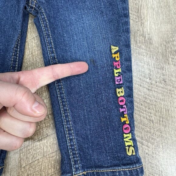 Vintage Apple Bottoms Jeans Baby Girls 3-6M Denim Blue Spell Out Logo Y2K 90s - Picture 5 of 10
